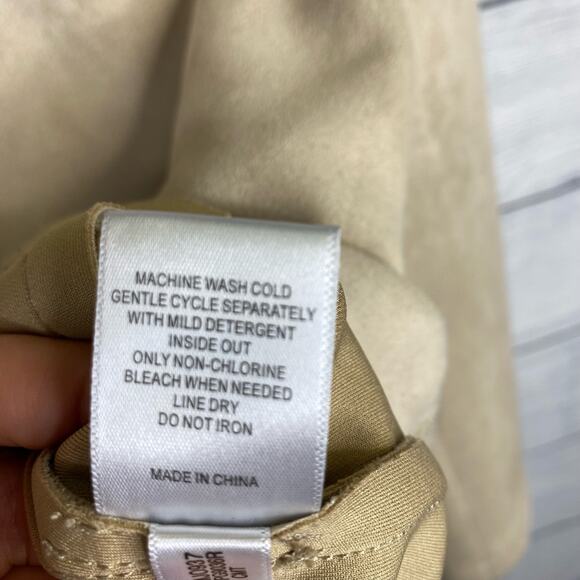 Andrew Marc New York Faux Suede Braid Lacing Jacket Lagenlook Beige size Large - Picture 10 of 11